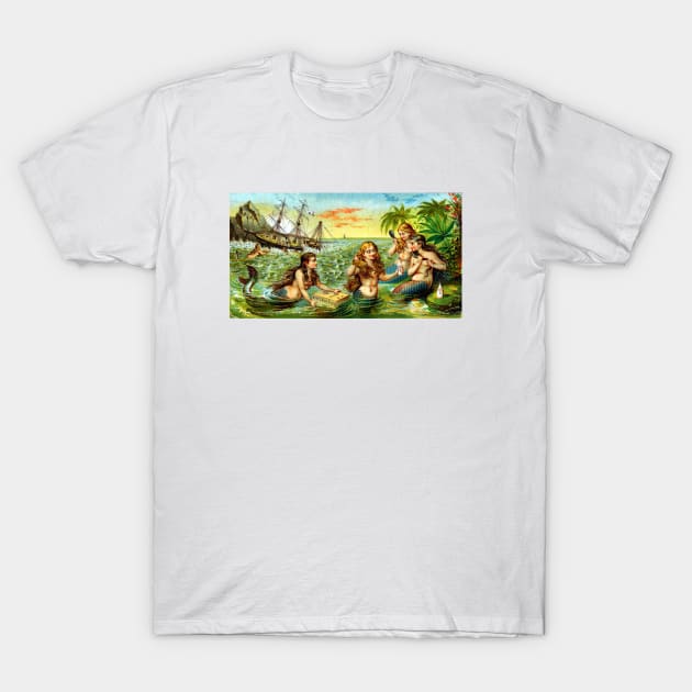 19th C. Mermaids at Ship Wreck T-Shirt by historicimage